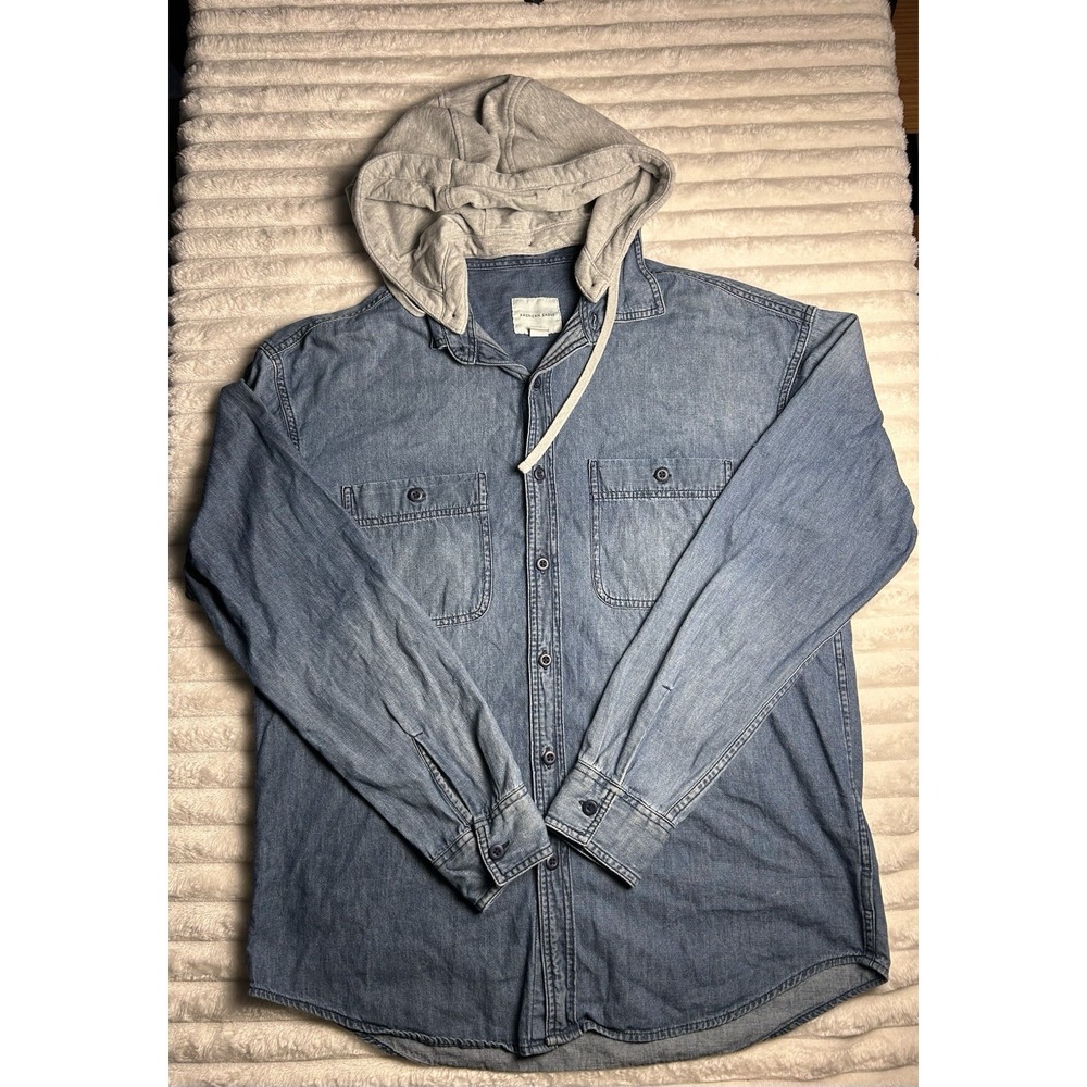 AE American Eagle Streetwear Grunge Y2K Jean Hoodie Sweatshirt Men's Size Medium